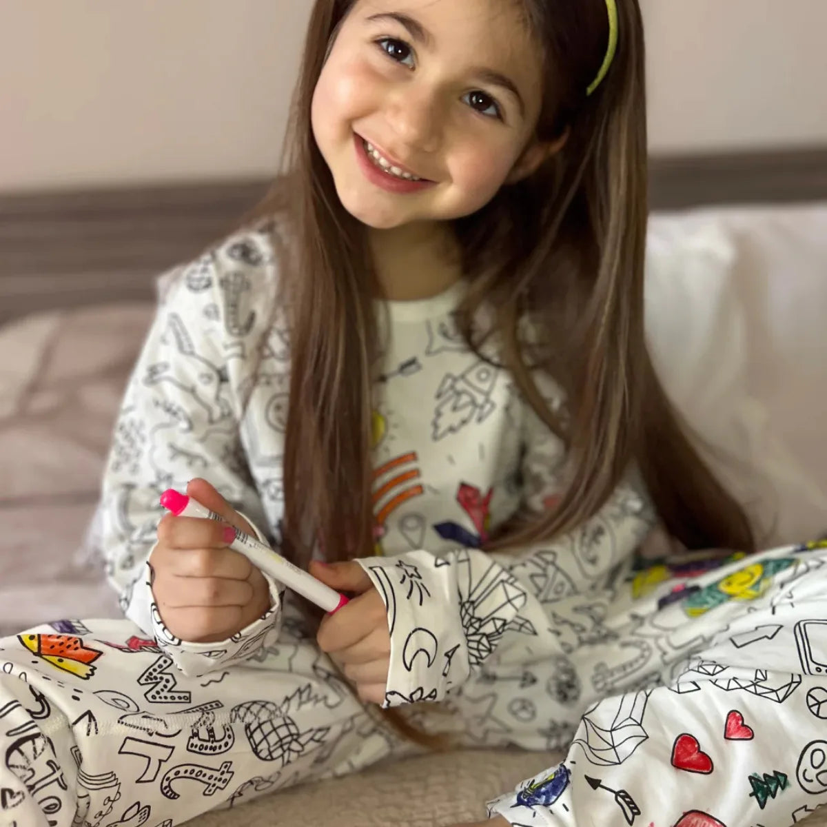 Dvojdielne detské pyžamo na vymaľovanie | Zima (4–8 rokov)