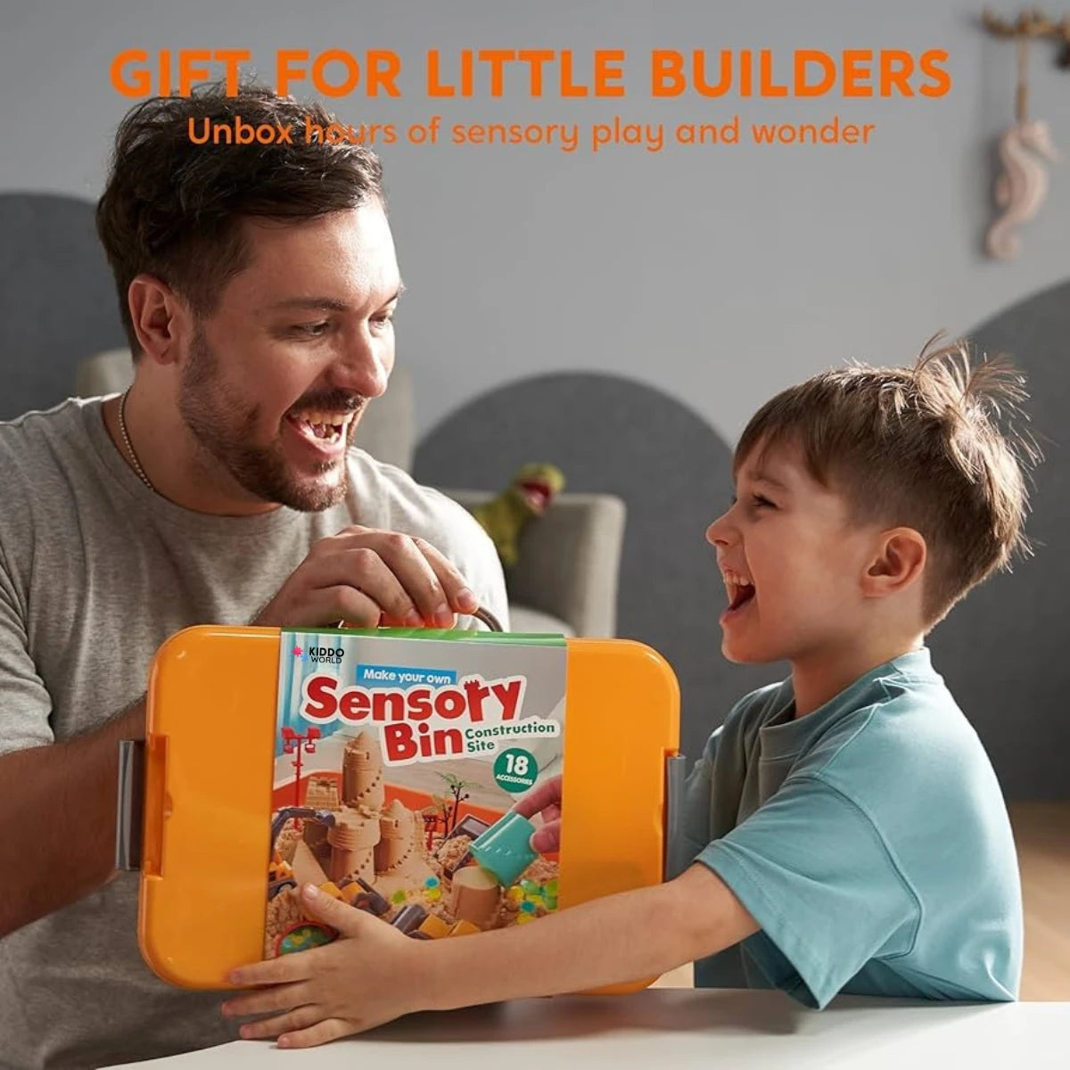 Senzorická herná sada s magnetickým pieskom a svietiacimi kamienkami | Stavenisko | pre deti 3+