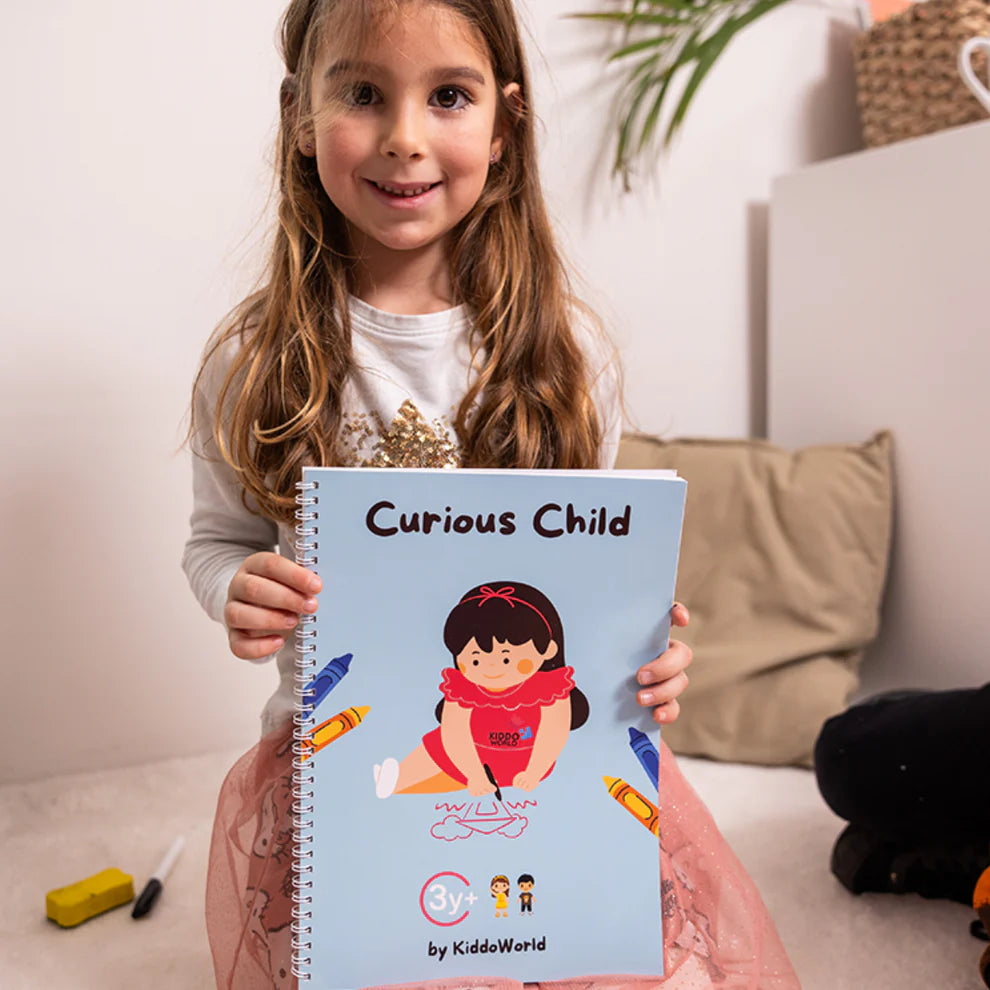 Curious Child – Píš a zmaž zošit na učenie písania, opakovane použiteľný (64 strán, 3–6 rokov)
