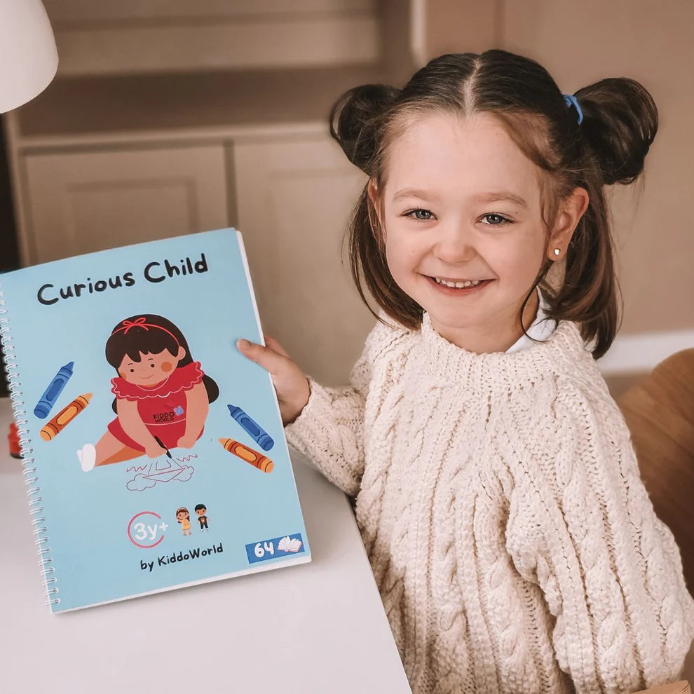 Curious Child – Píš a zmaž zošit na učenie písania, opakovane použiteľný (64 strán, 3–6 rokov)