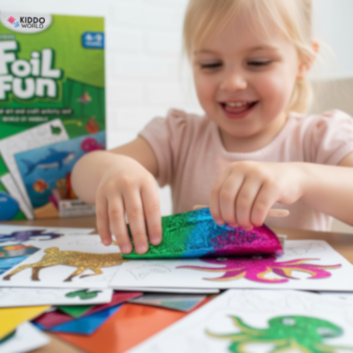 Foil Fun | Vytvorte si zvieratká so trblietavými lístkami bez neporiadku – pre deti od 3+ rokov