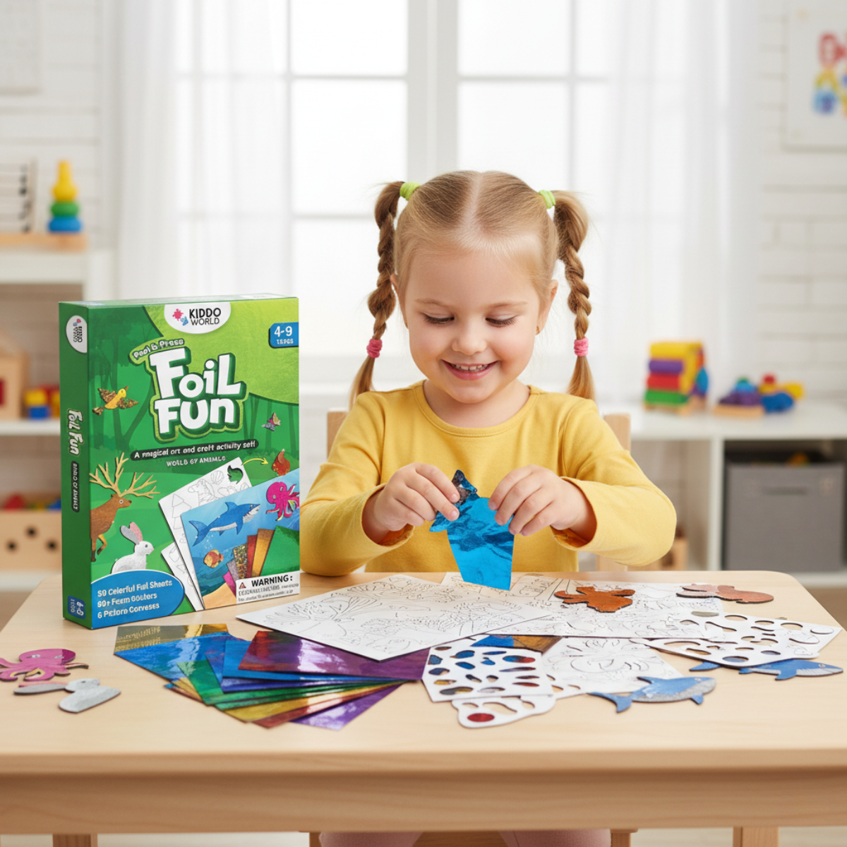 Foil Fun | Vytvorte si zvieratká so trblietavými lístkami bez neporiadku – pre deti od 3+ rokov
