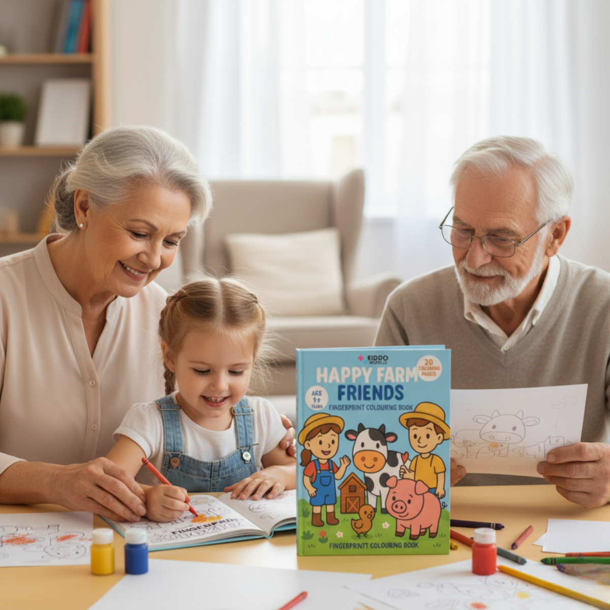 Omaľovanka pre deti: Deti na farme (20 strán, 1+ rok)