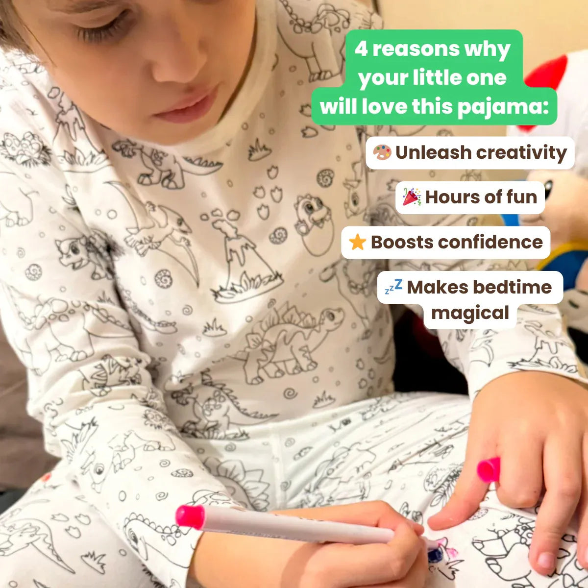 Dielne detské pyžamo Vyfarbi ma – Dinosauri (4+ roky)