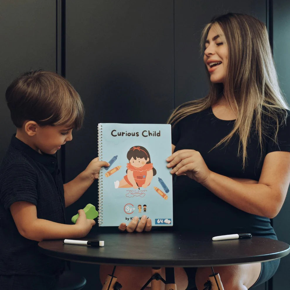Curious Child – Píš a zmaž zošit na učenie písania, opakovane použiteľný (64 strán, 3–6 rokov)