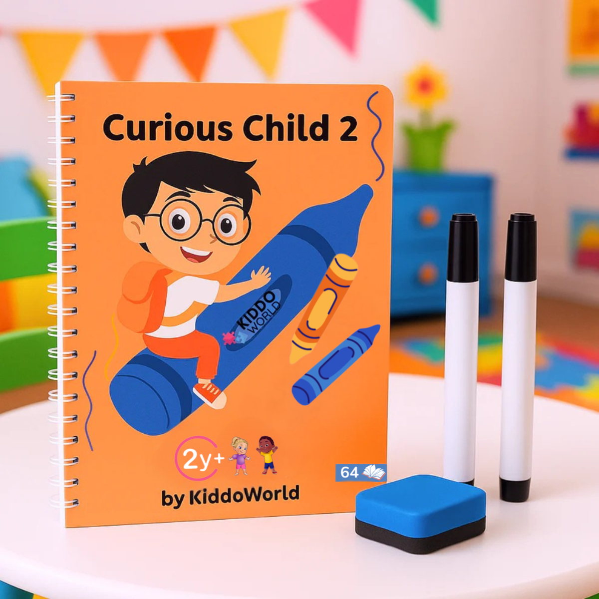 Curious Child 2 – Píš a zotri zošit na učenie písania, na viacnásobné použitie (64 strán, 2–5 rokov)