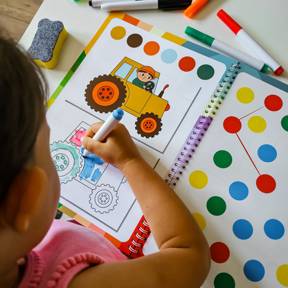 Curious Child Colours – Píš a zotri zošit na učenie písania, na viacnásobné použitie (64 strán, 2–5 rokov)