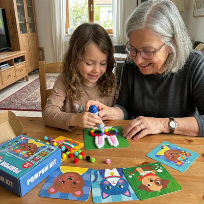 Pom Pom Kit | Senzorická kreatívna hra s brmbolcami | pre deti 5+