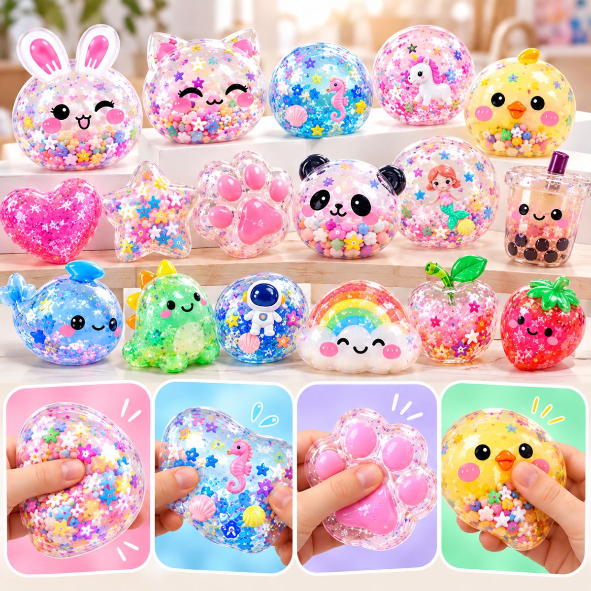 Nano Tape Bubble Squishies – Kreatívna 41-dielna súprava (4+ rokov)