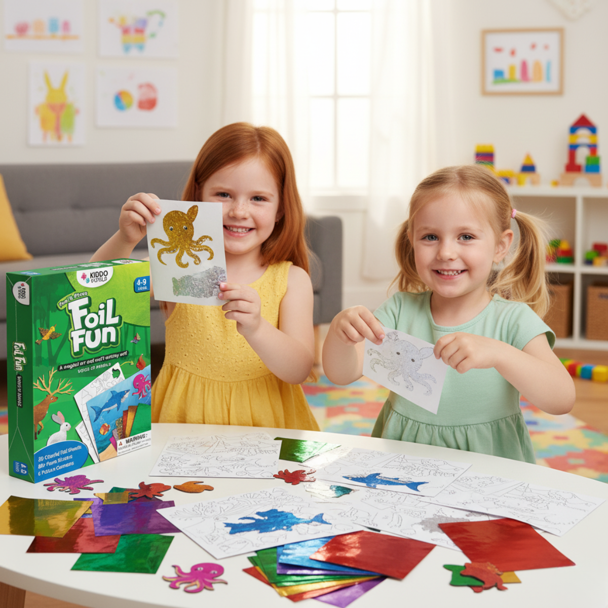 Foil Fun | Vytvorte si zvieratká so trblietavými lístkami bez neporiadku – pre deti od 3+ rokov