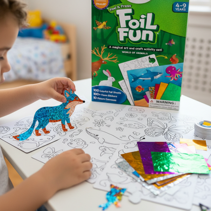 Foil Fun | Vytvorte si zvieratká so trblietavými lístkami bez neporiadku – pre deti od 3+ rokov