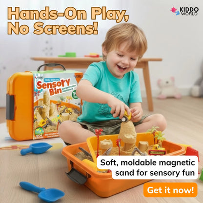 Senzorická herná sada s magnetickým pieskom a svietiacimi kamienkami | Stavenisko | pre deti 3+