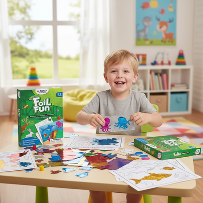 Foil Fun | Vytvorte si zvieratká so trblietavými lístkami bez neporiadku – pre deti od 3+ rokov