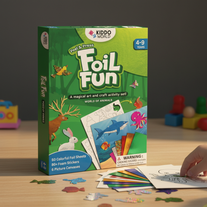 Foil Fun | Vytvorte si zvieratká so trblietavými lístkami bez neporiadku – pre deti od 3+ rokov