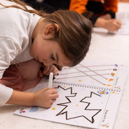 Curious Child – Píš a zmaž zošit na učenie písania, opakovane použiteľný (64 strán, 3–6 rokov)