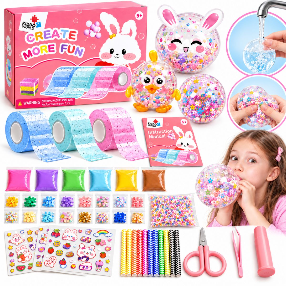 Nano Tape Bubble Squishies – Kreatívna 41-dielna súprava (4+ rokov)