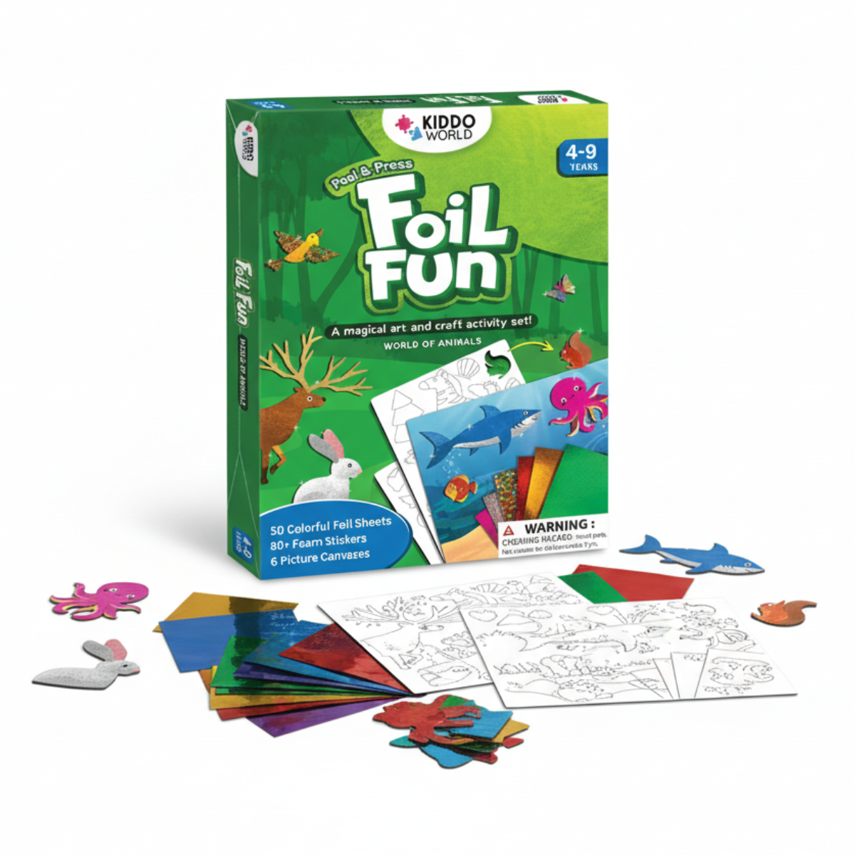 Foil Fun | Vytvorte si zvieratká so trblietavými lístkami bez neporiadku – pre deti od 3+ rokov