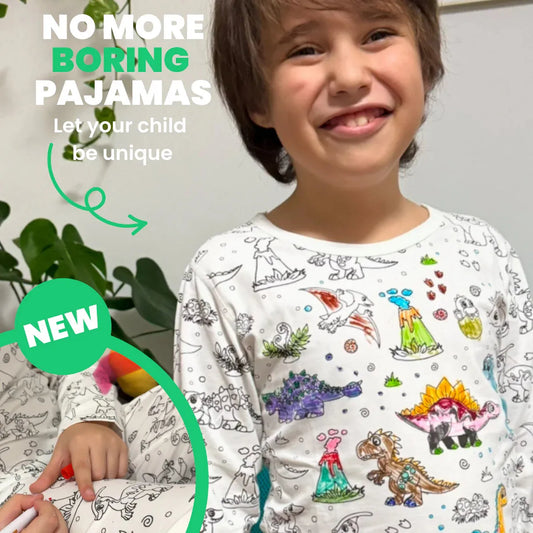 Dielne detské pyžamo Vyfarbi ma – Dinosauri (4+ roky)