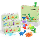 KiddoClay - Detská modelovacia hlina - Dinosaury – 12 ks (48 porcií) + 4 modelovacie nástroje