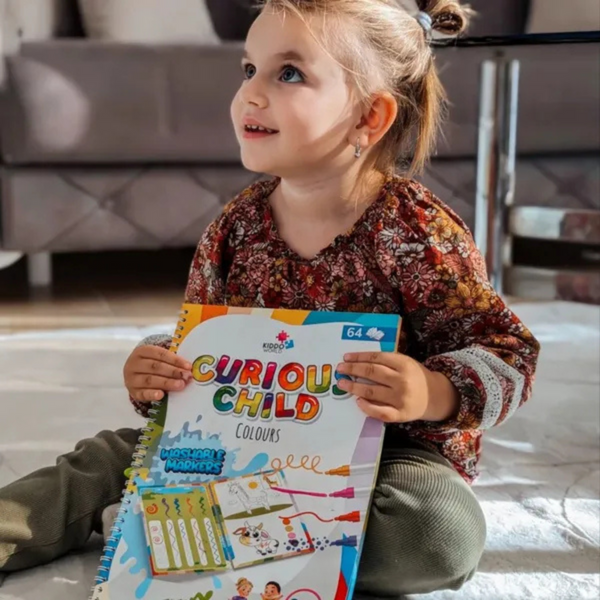 Curious Child Colours – Píš a zotri zošit na učenie písania, na viacnásobné použitie (64 strán, 2–5 rokov)