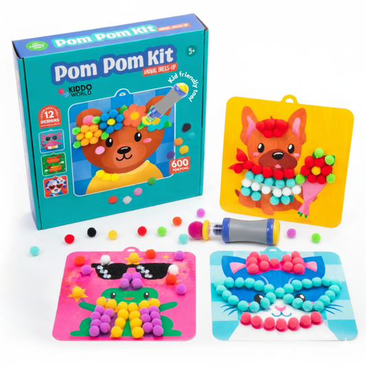 Pom Pom Kit | Senzorická kreatívna hra s mäkkými guľôčkami | pre deti 5+
