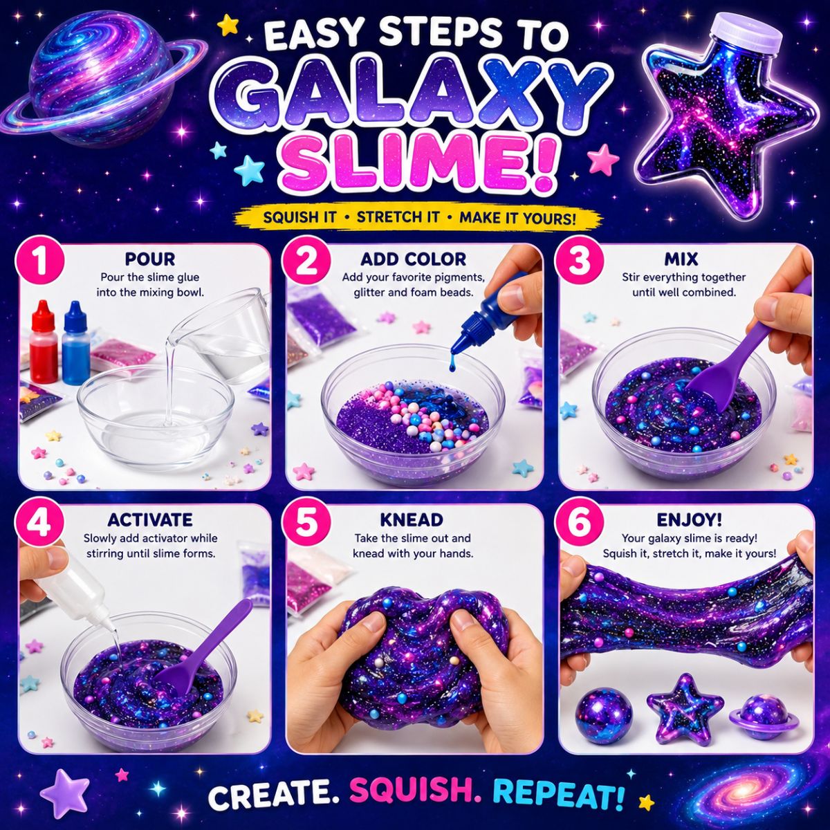 DIY Slime Squishies – Galaxia (4+ rokov)