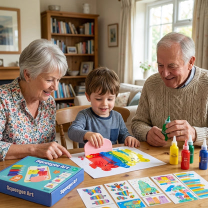 Squeegee Art Kit | Sada s 5 farbami a magickou stierkou na vytváranie obrázkov bez štetcov | pre deti 5+