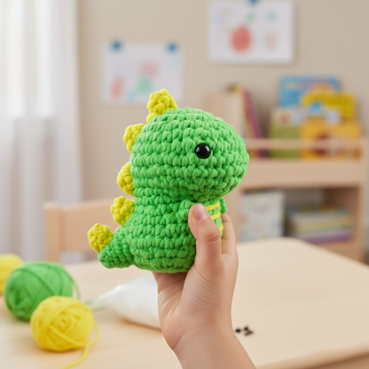 Krásna súprava na háčkovanie pre začiatočníkov | Dinosaurus Oscar pre malých aj veľkých tvorcov, pre deti 8+