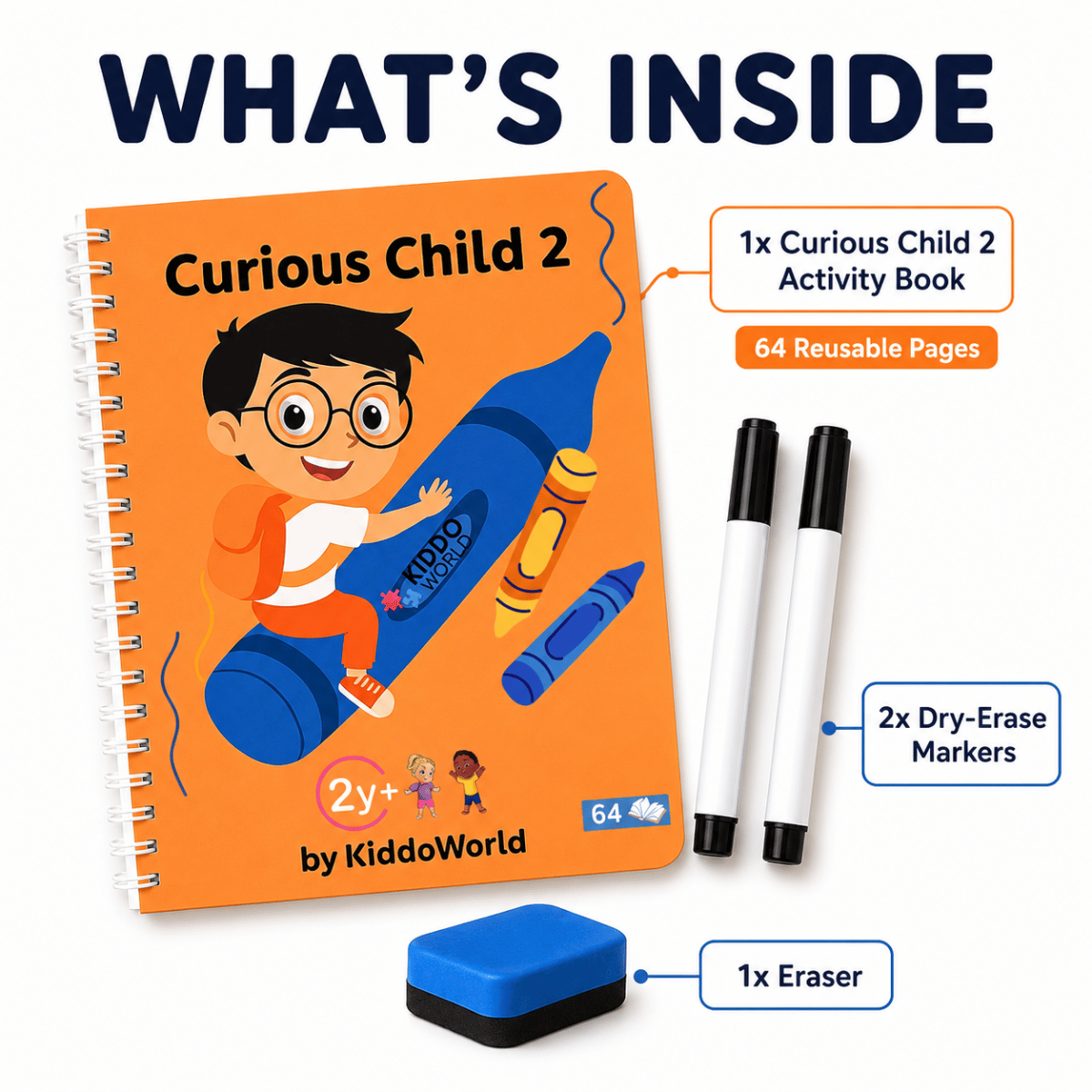 Curious Child 2 | Zošit piš-zmaž na nácvik písania (64 strán, 2+ roky)
