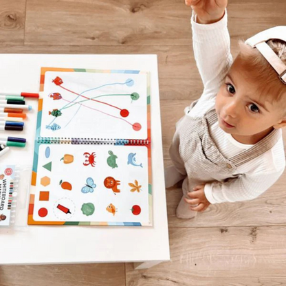 Curious Child Colours – Píš a zotri zošit na učenie písania, na viacnásobné použitie (64 strán, 2–5 rokov)