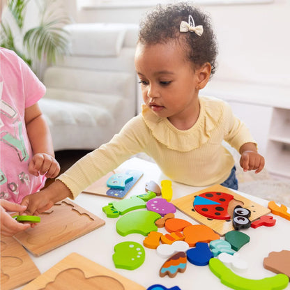 6 drevených montessori puzzle – Autíčka (6+ mesiacov)