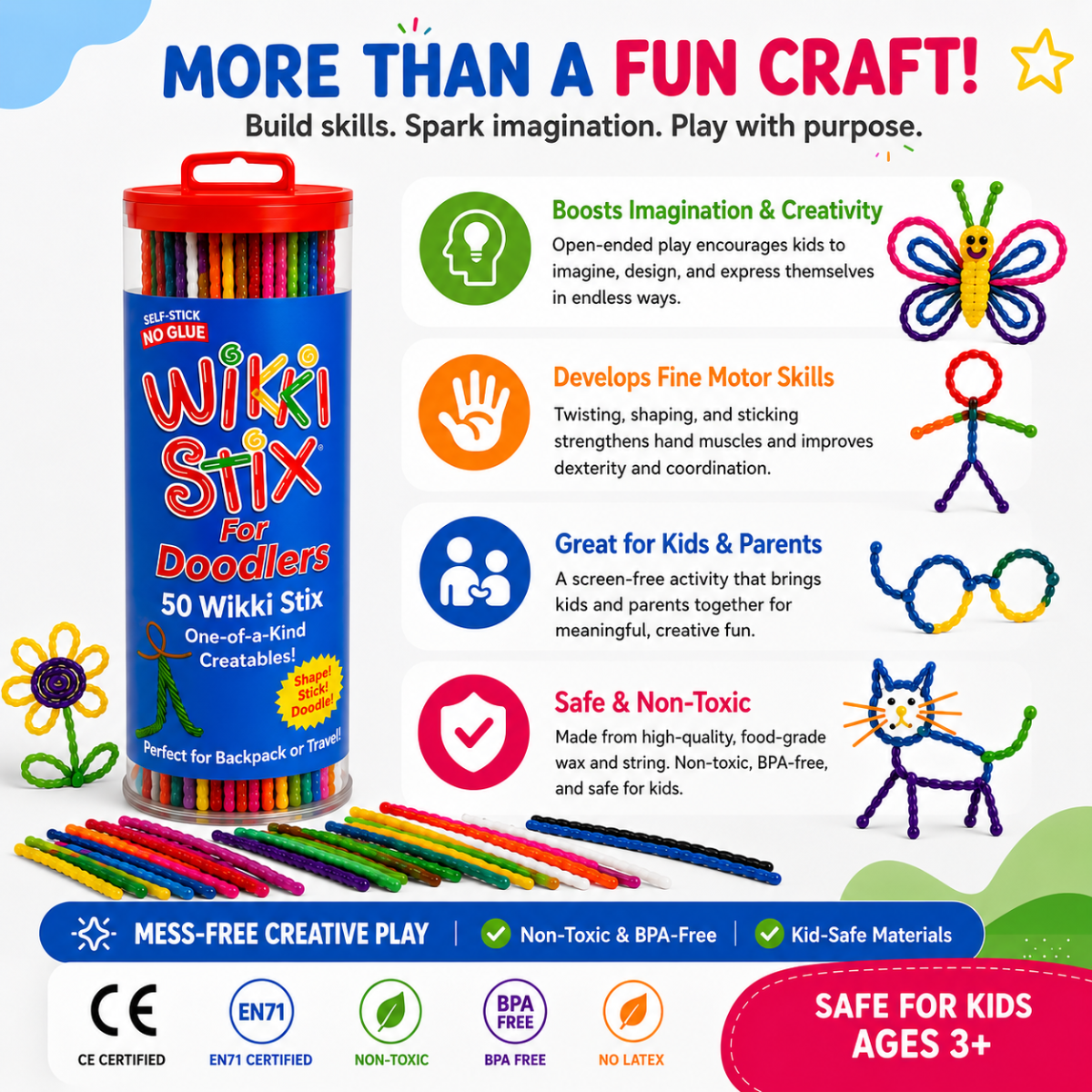 Wikki Stix Magické voskované šnúrky (50-dielna sada, od 3 rokov)