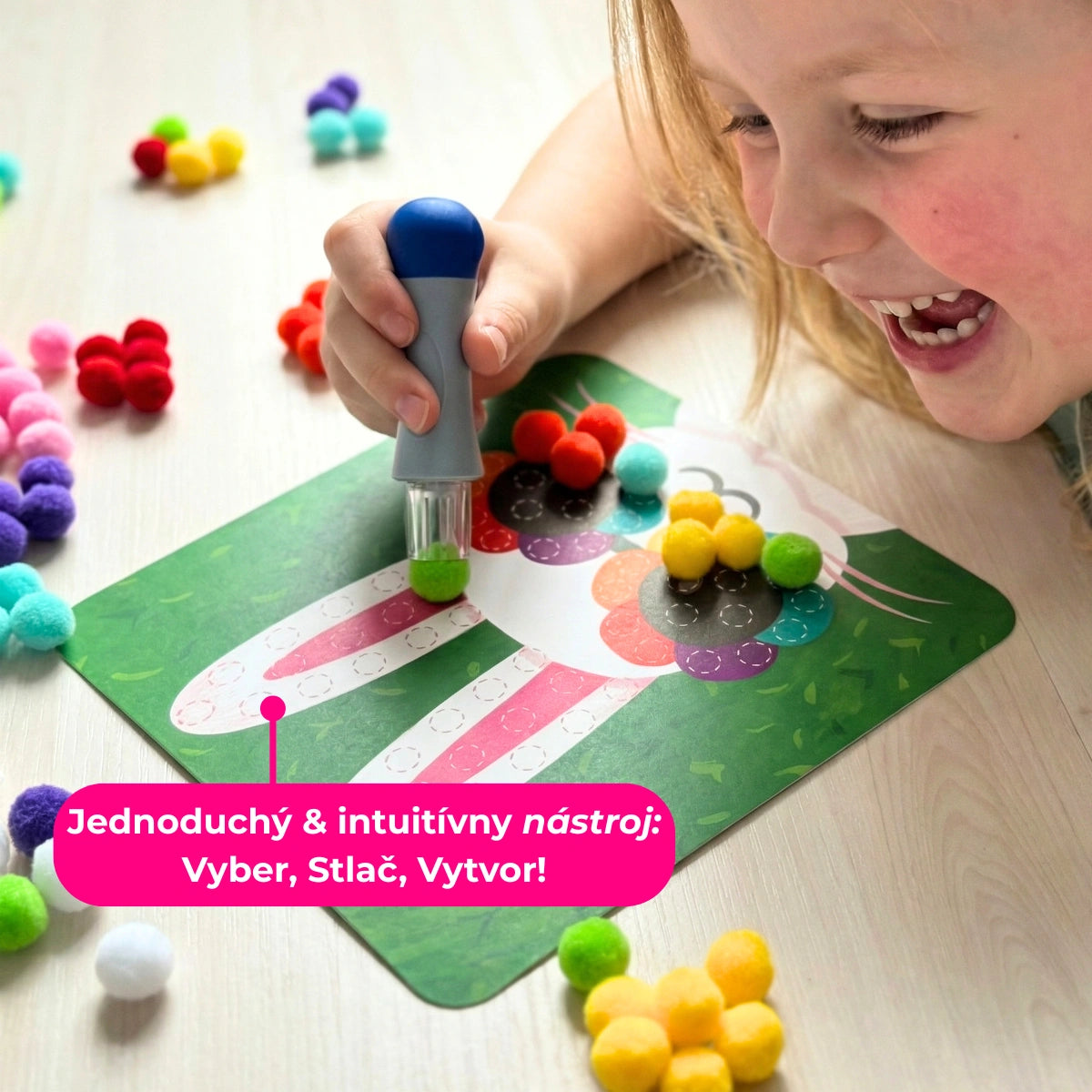 Pom Pom Kit – vytvor si hebké 3D zvieratká z mäkkých bambuliek bez neporiadku! (5+ rokov)