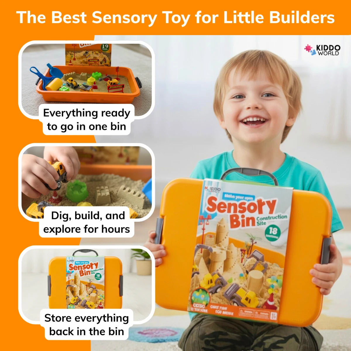 Senzorická herná sada s magnetickým pieskom a svietiacimi kamienkami | Stavenisko | pre deti 3+