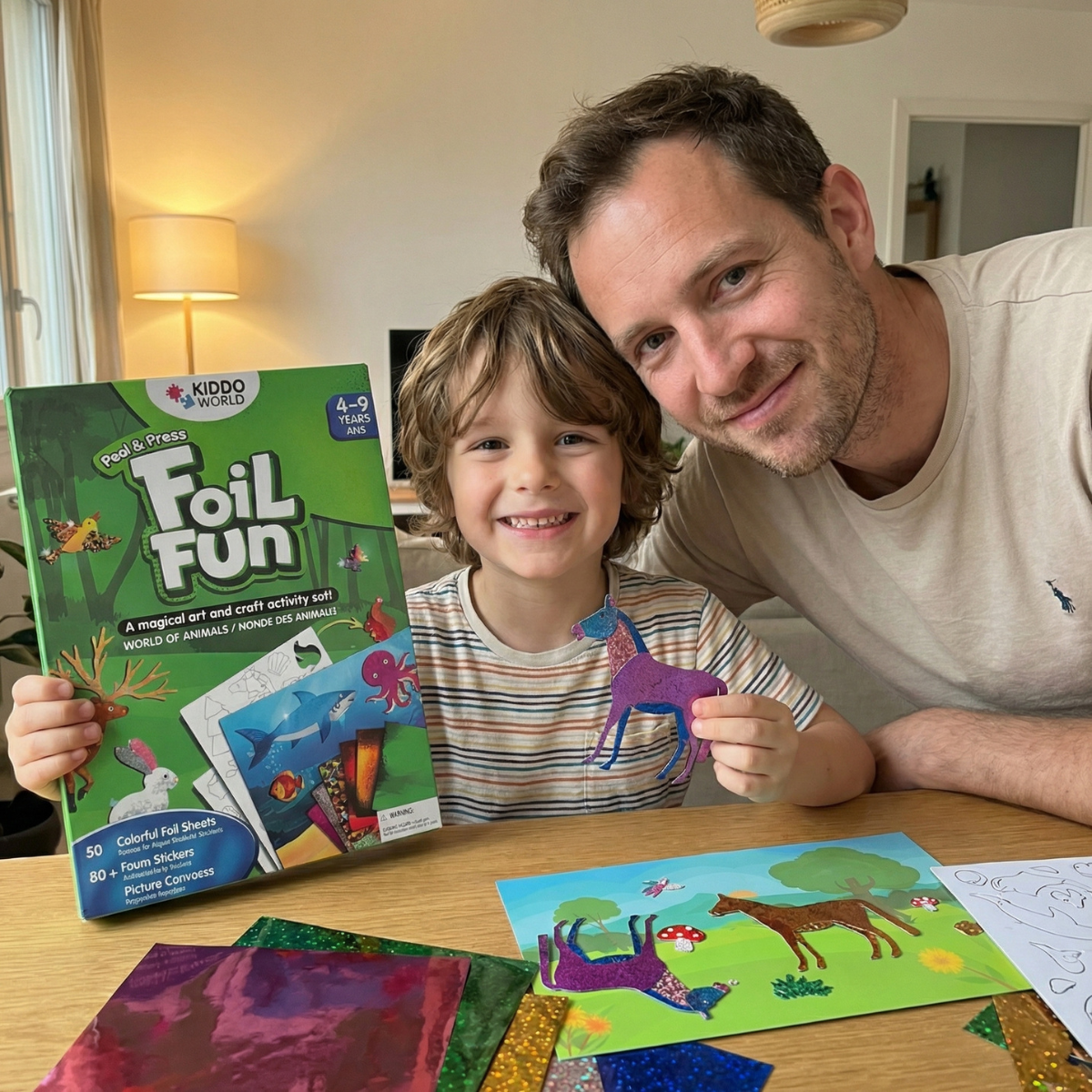 Foil Fun: Svet zvierat – trblietavé obrázky so zvieratkami bez neporiadku! (4+ roky)