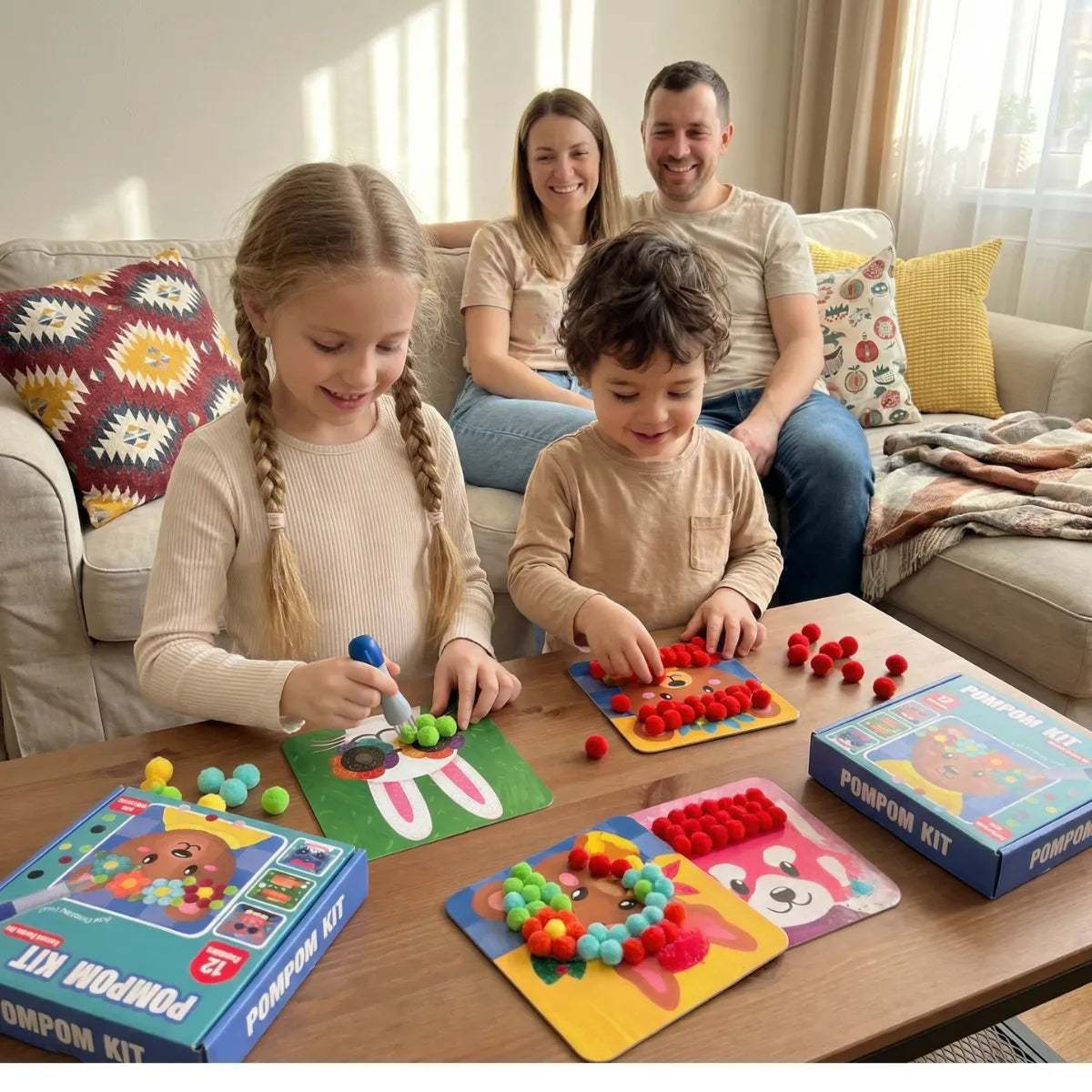Pom Pom Kit | Senzorická kreatívna hra s brmbolcami | pre deti 5+