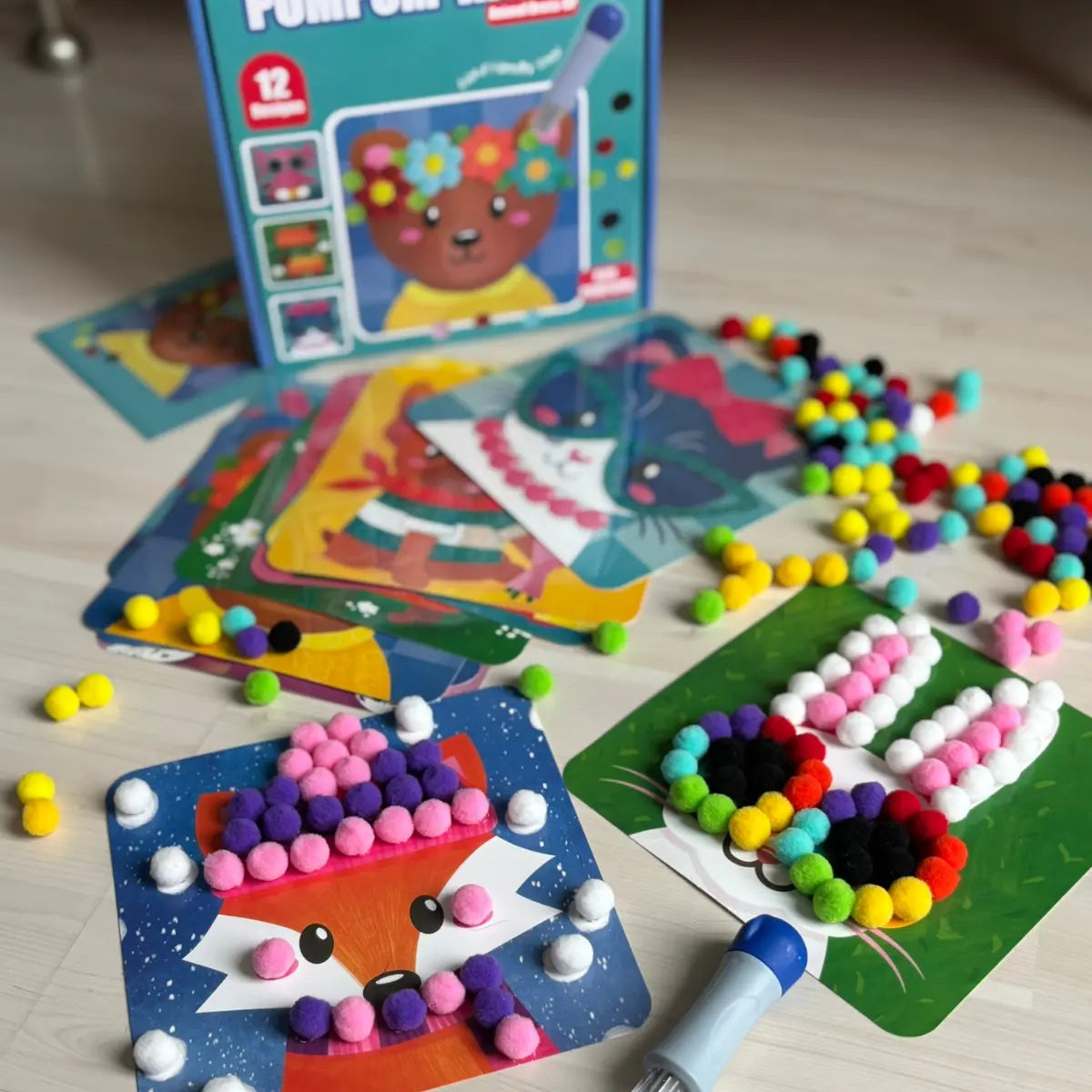 Pom Pom Kit – vytvor si hebké 3D zvieratká z mäkkých bambuliek bez neporiadku! (5+ rokov)