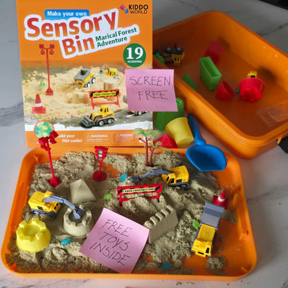 Senzorická herná sada s magnetickým pieskom a svietiacimi kamienkami | Stavenisko | pre deti 3+