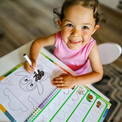 Curious Child Colours – Píš a zotri zošit na učenie písania, na viacnásobné použitie (64 strán, 2–5 rokov)