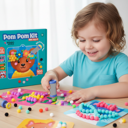 Pom Pom Kit | Senzorická kreatívna hra s mäkkými guľôčkami | pre deti 5+