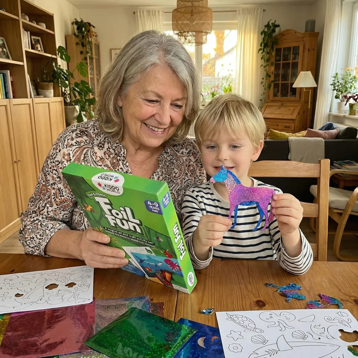 Foil Fun: Svet zvierat | Kreatívna sada bez neporiadku | pre deti 4+