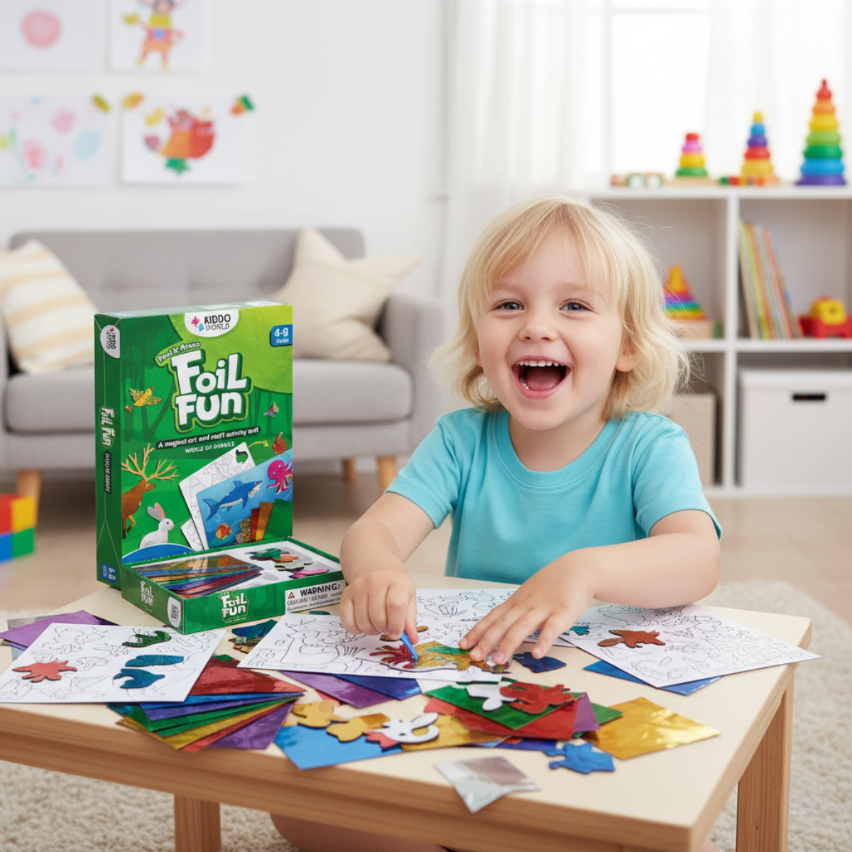 Foil Fun | Vytvorte si zvieratká so trblietavými lístkami bez neporiadku – pre deti od 3+ rokov
