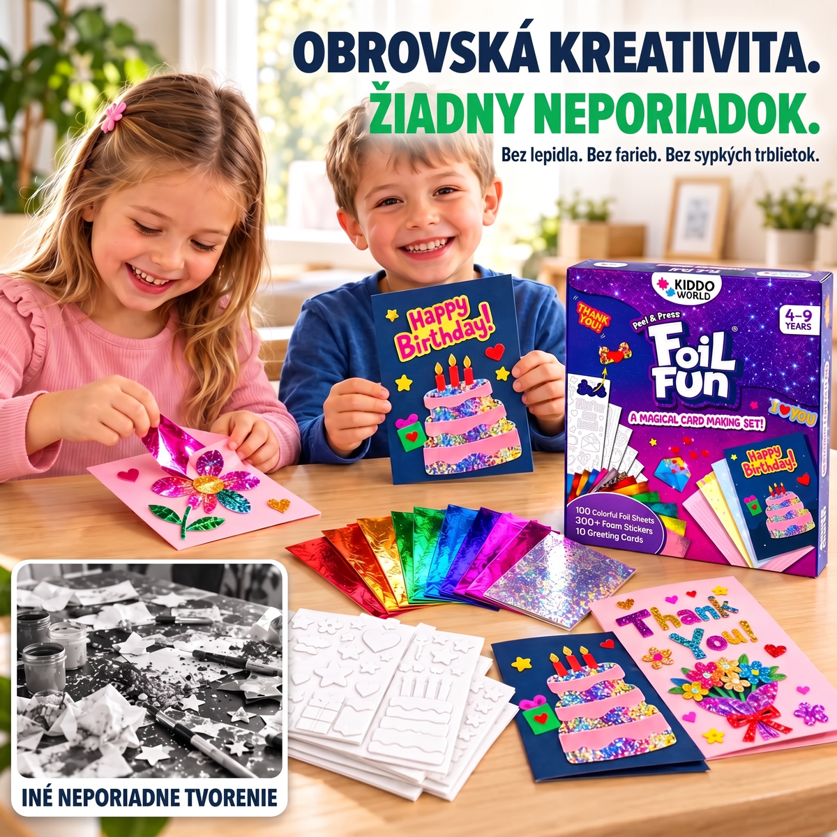 Foil Fun Přáníčka – Kreativní sada na výrobu třpytivých svátečních přání (4+ let)