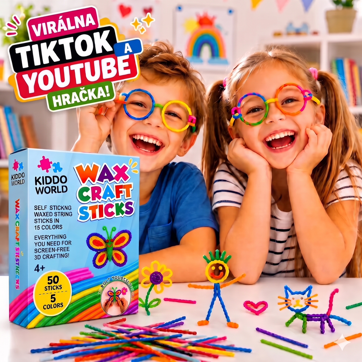 Wikki Stix Magické voskované šnúrky (50-dielna sada, od 3 rokov)