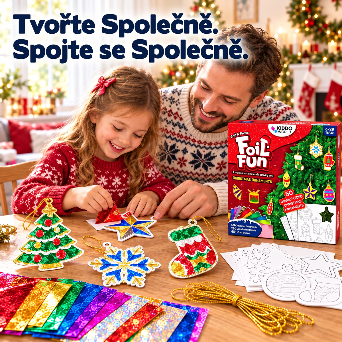 Čarovné lesklé ozdoby na vianočný stromček, okná alebo stenu (4+ rokov)