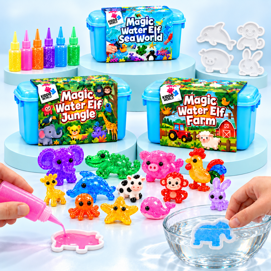 Magic Water Squishies – 3× kreatívna súprava na výrobu 3D figúrok | Morský svet, Farma a Džungľa | 3+ rokov