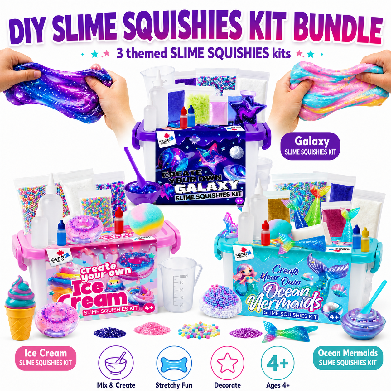 57-dielna MEGA sada SLIME SQUISHIES | Galaxia, Morská víla a Zmrzlina (4+ roky)