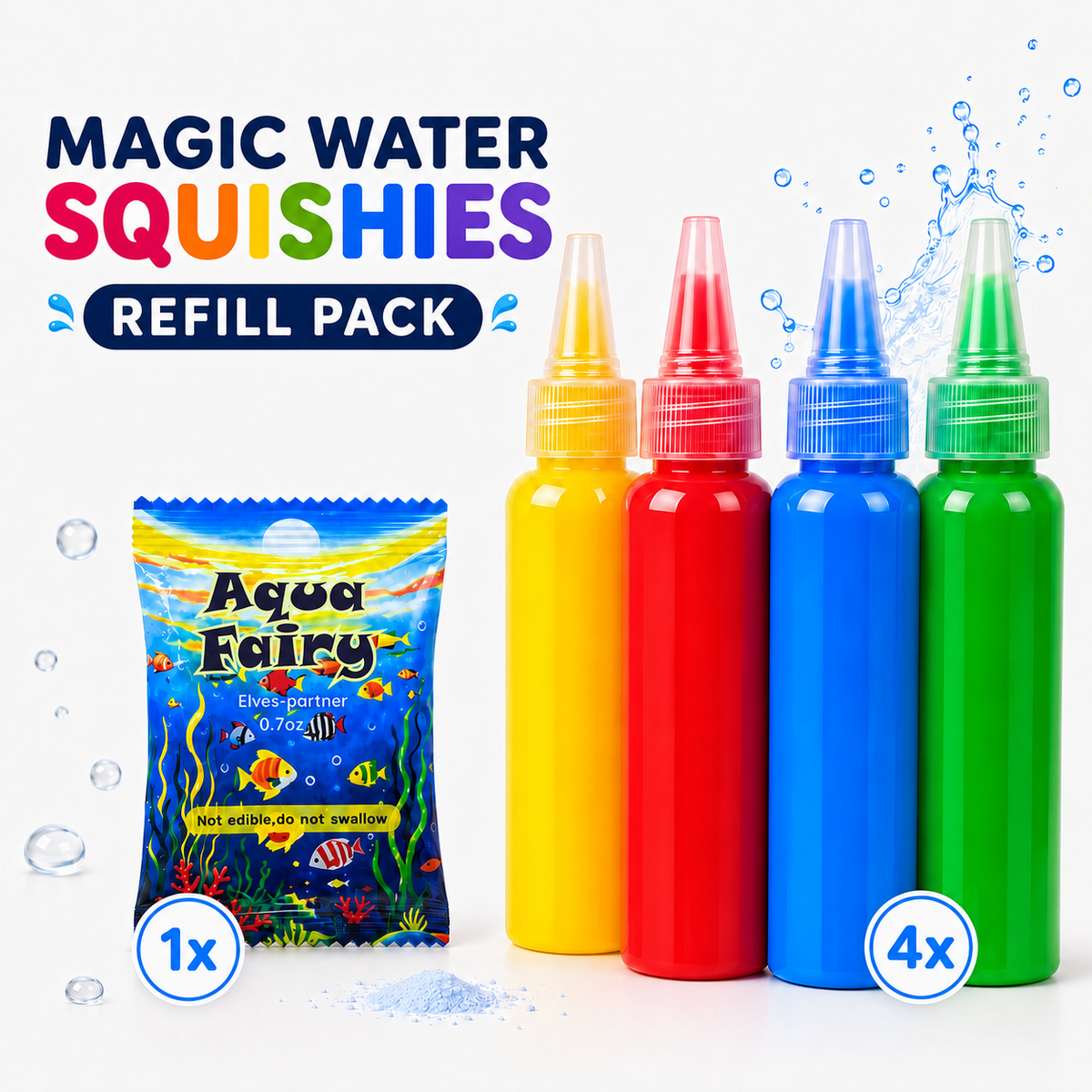Refill Pack – Náplň 4 farby + 1 kúzelný prášok (Kompatibilné so všetkými sadami, 3+ roky)