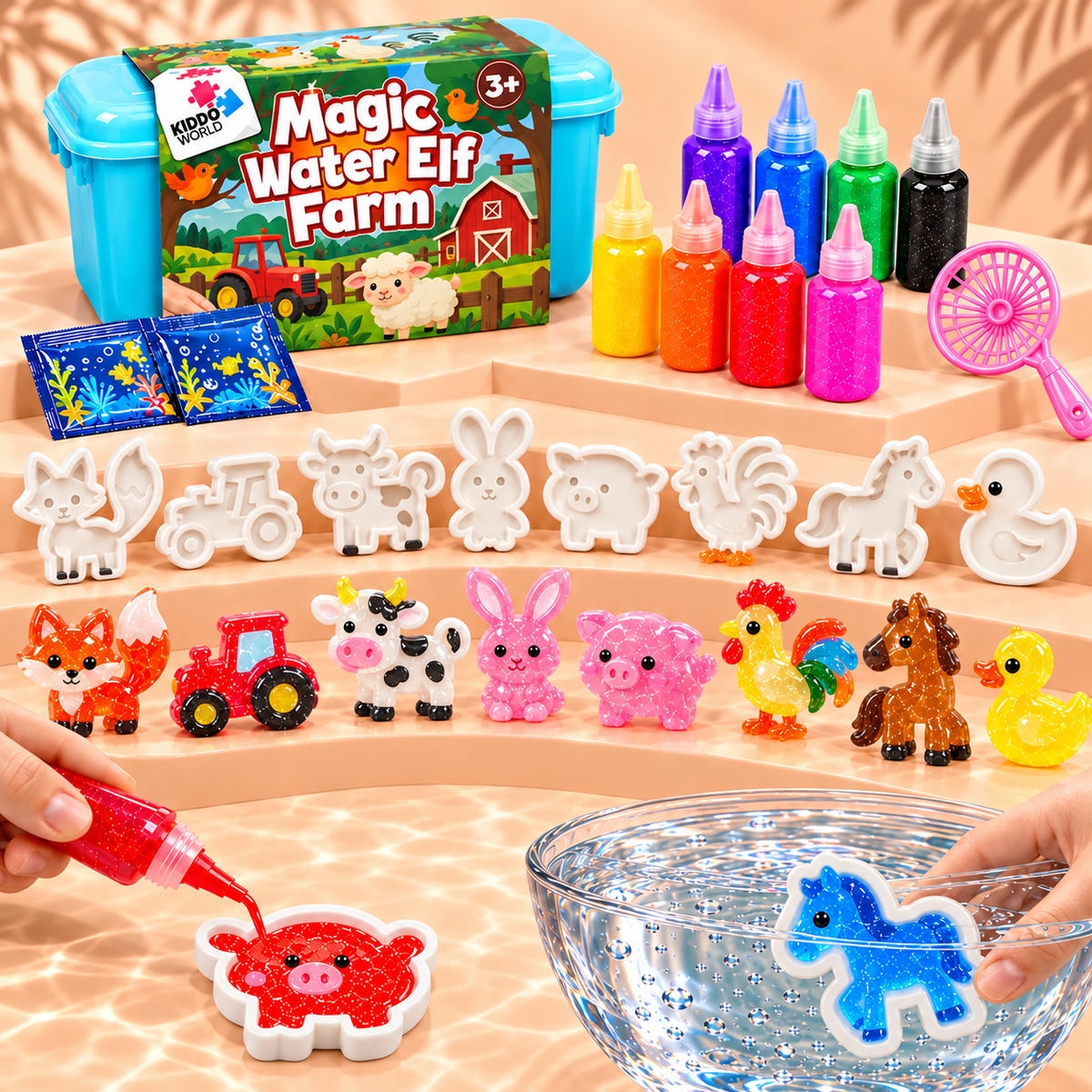 Magic Water Squishies – Kreatívna súprava na výrobu 3D figúrok | Farma | 3+ rokov