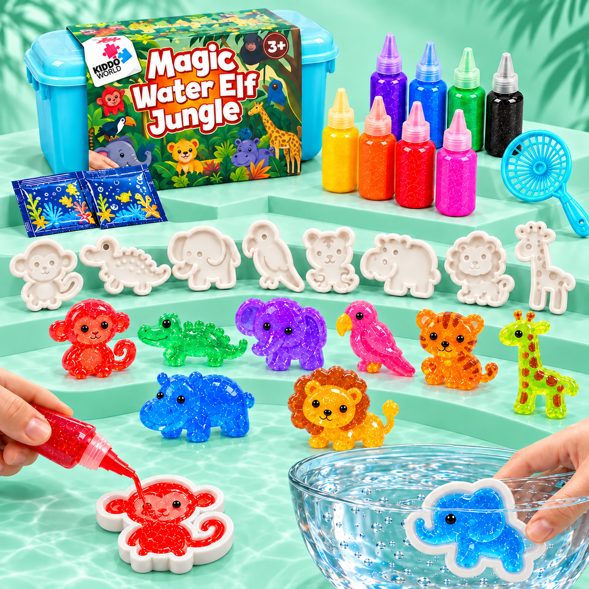 Magic Water Squishies – Kreatívna súprava na výrobu 3D figúrok | Džungľa | 3+ rokov